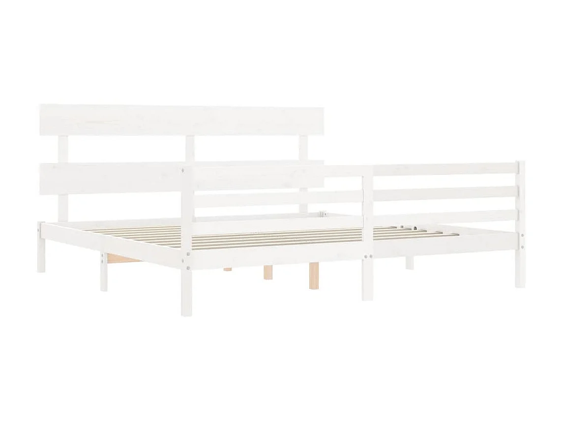Lit-180x200 cm avec tête de lit blanc Super King bois massif EGGB87203