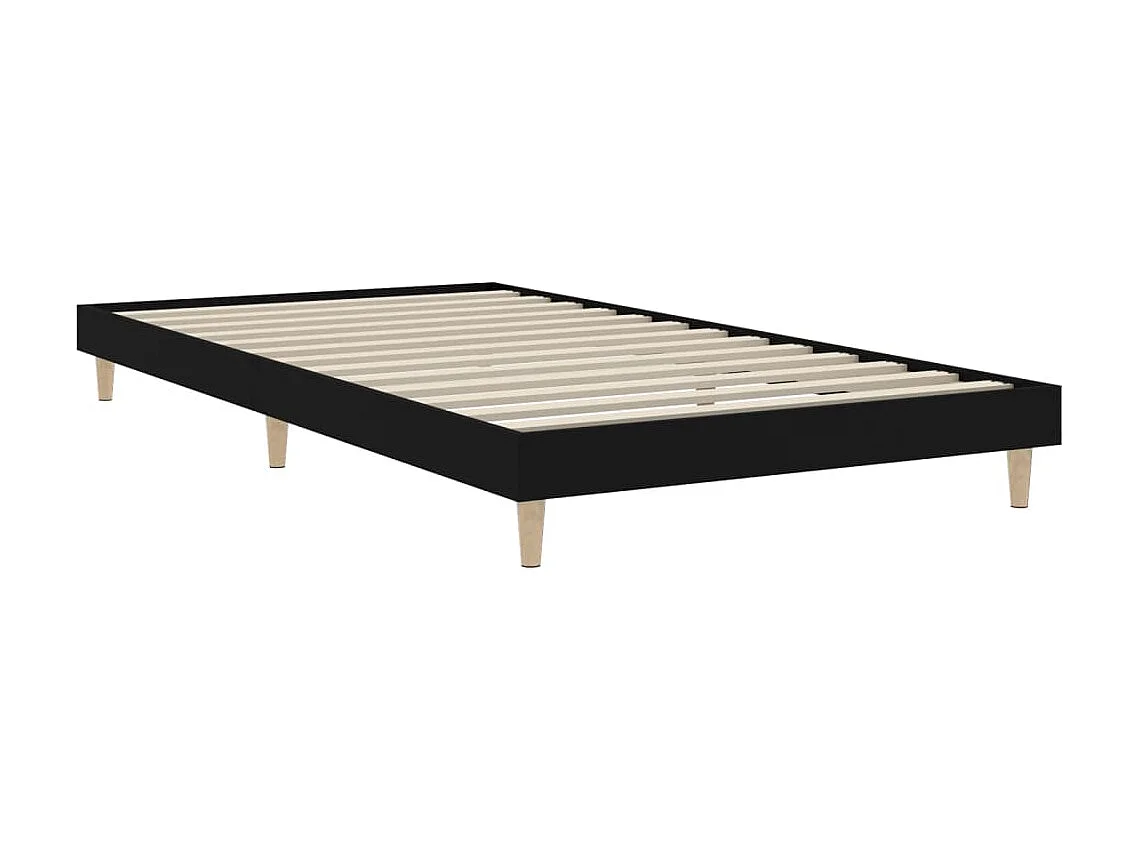Lit-90x190 cm noir bois d'ingénierie EGGB91478