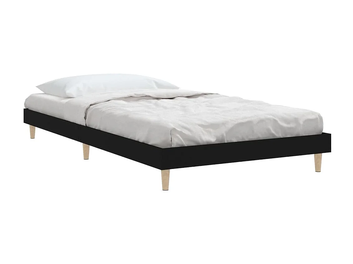 Lit-90x190 cm noir bois d'ingénierie EGGB91478
