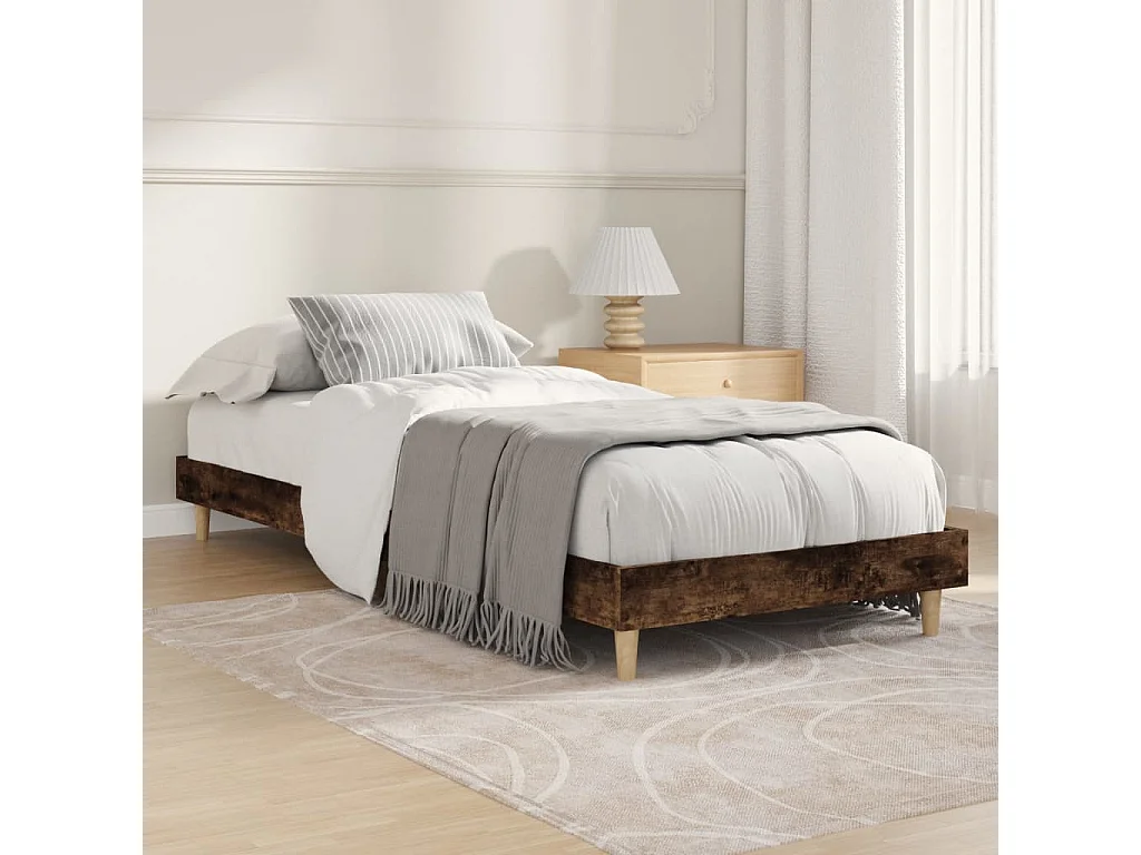 Cama 75x190 cm derivados de madeira carvalho fumado PT993505