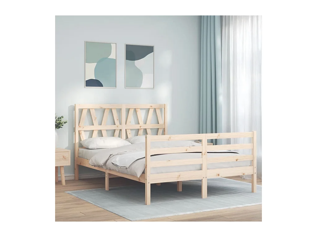 Cama 140x200 cm con cabecero madera maciza ES52761