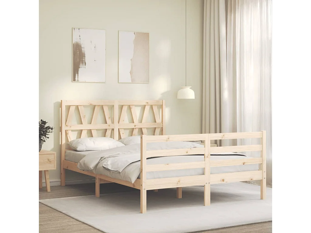 Cama 140x200 cm con cabecero madera maciza ES52761