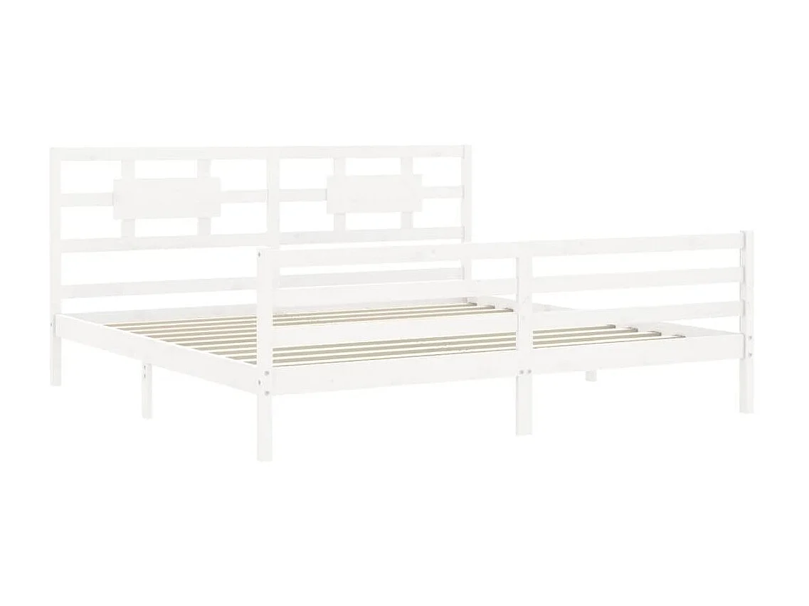 Lit-180x200 cm avec tête de lit blanc Super King bois massif EGGB62890