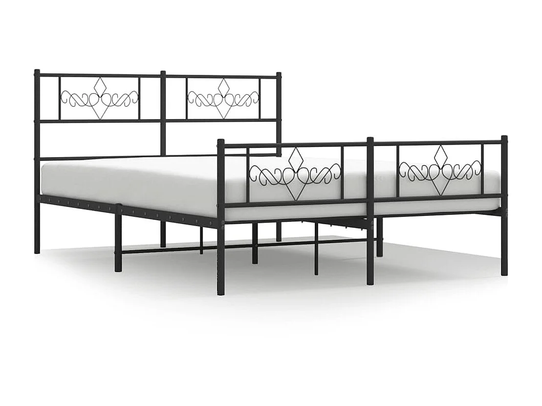 Bedframe met hoofd- en voeteneinde metaal zwart 135x190 cm NL81775