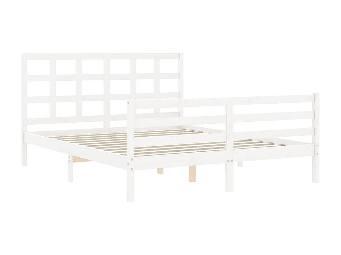 Lit-160x200 cm avec tête de lit blanc bois massif EGGB71947