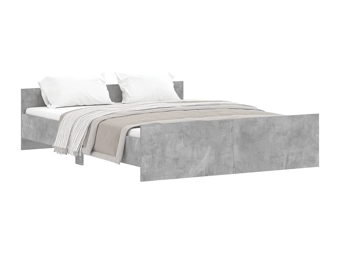 Lit-150x200 cm tête de lit et pied de lit gris béton EGGB85296