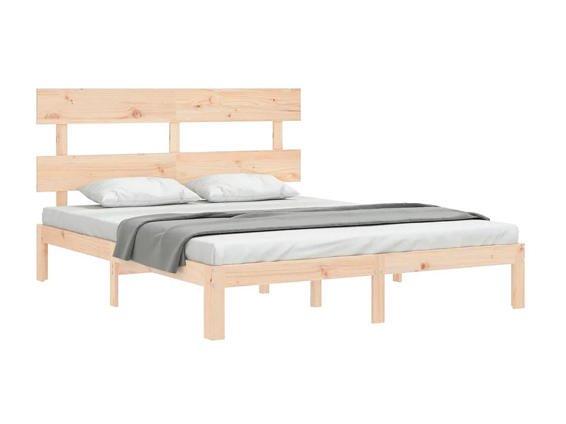 Lit-150x200 cm avec tête de lit King Size bois massif EGGB85271