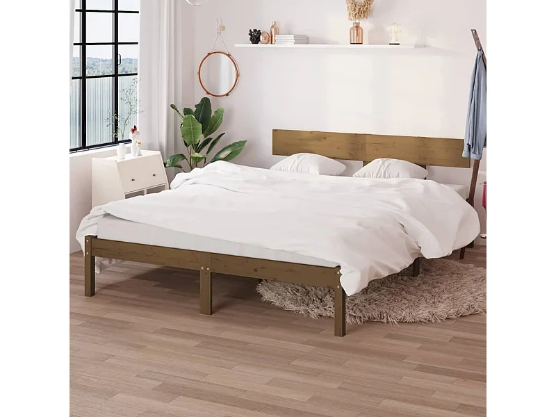 Cama 120x200 cm madera maciza pino marrón miel ES94505