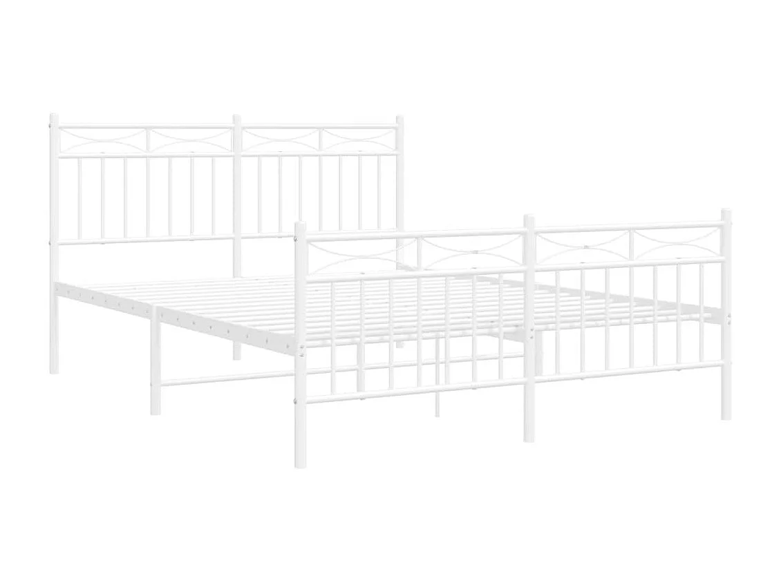 Cama 140x190 cm metal cabecero y estribo blanco ES36694