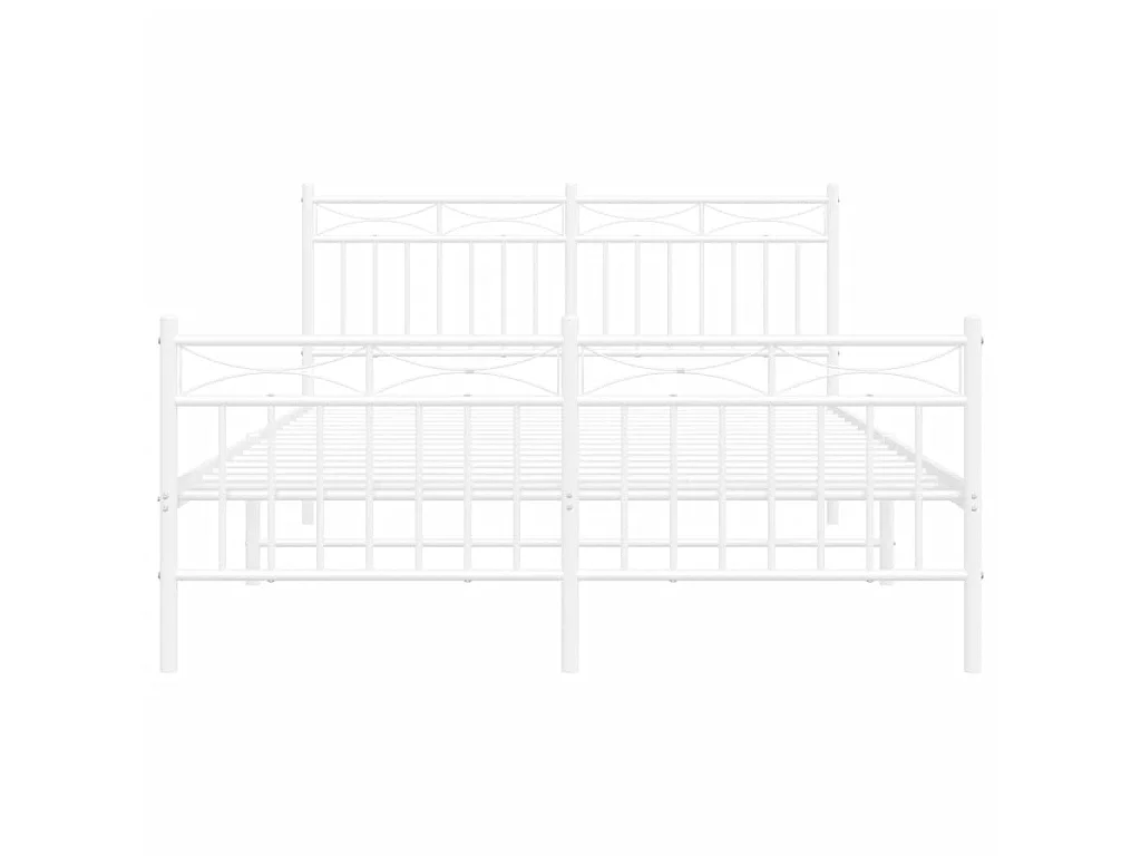 Cama 140x190 cm metal cabecero y estribo blanco ES36694