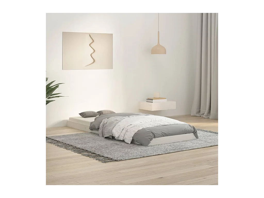 Lit-75x190 cm blanc petit simple bois massif de pin EGGB17885