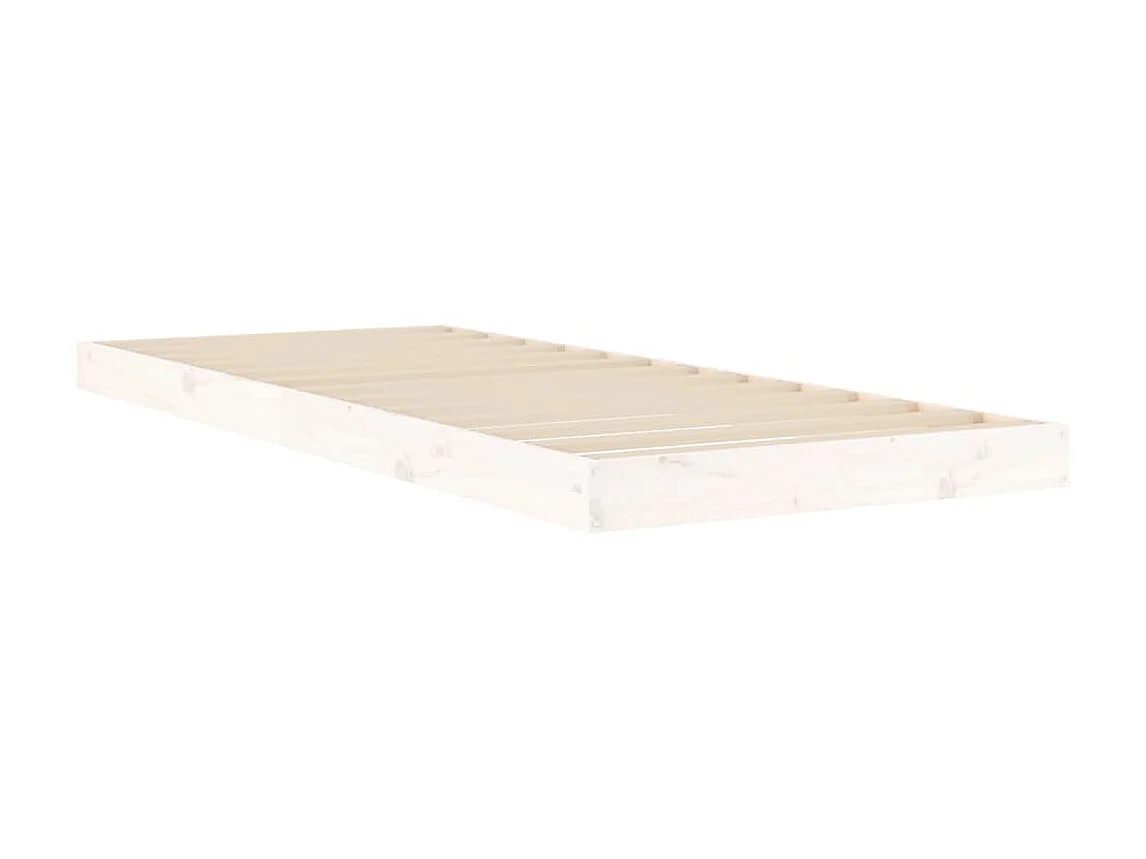 Cama de solteiro pequena 75x190cm pinho maciço branco PT576026