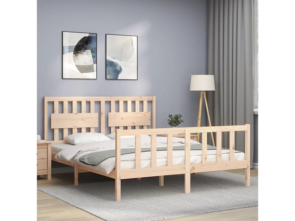 Cama King Size com cabeceira madeira maciça PT391485