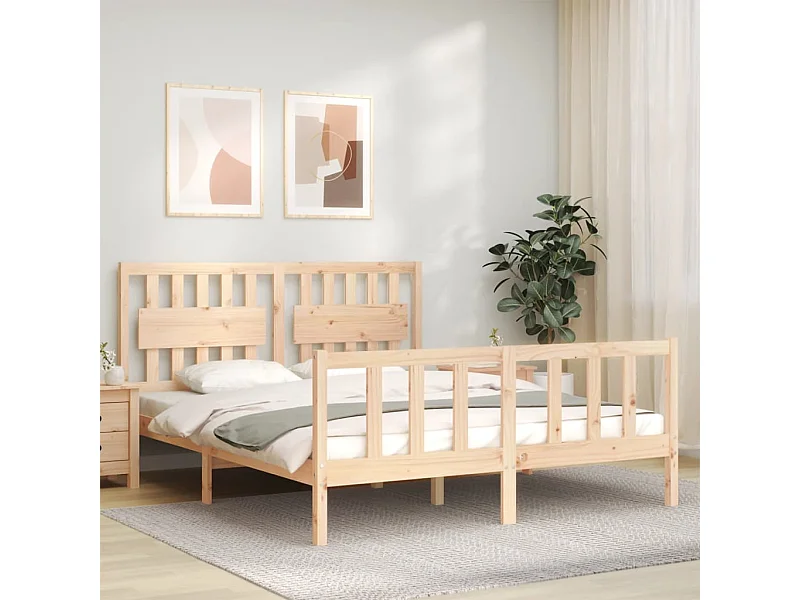 Bedframe met hoofdbord massief hout NL83103