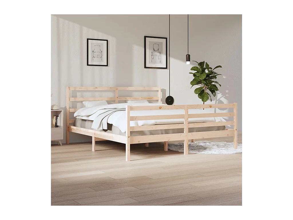 Lit-200x200 cm Bois de pin massif EGGB81349