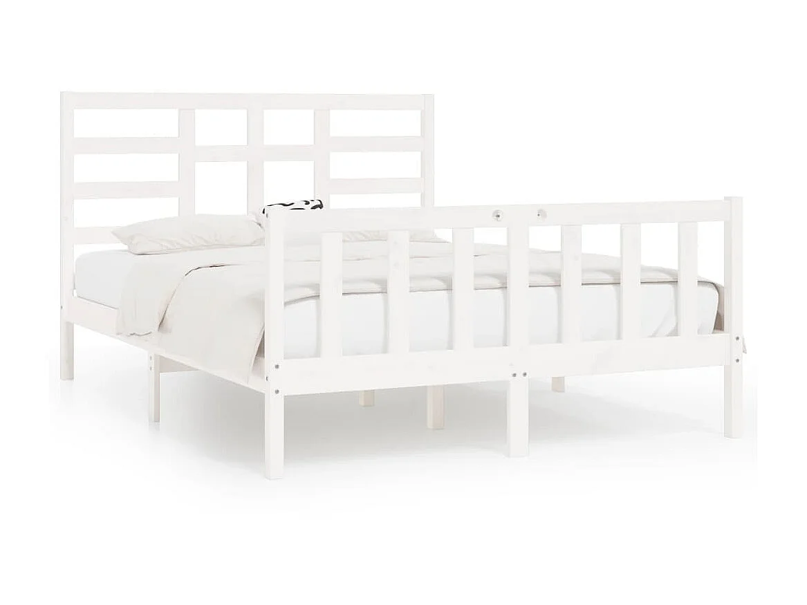 Lit-120x200 cm Blanc Bois de pin massif EGGB11998