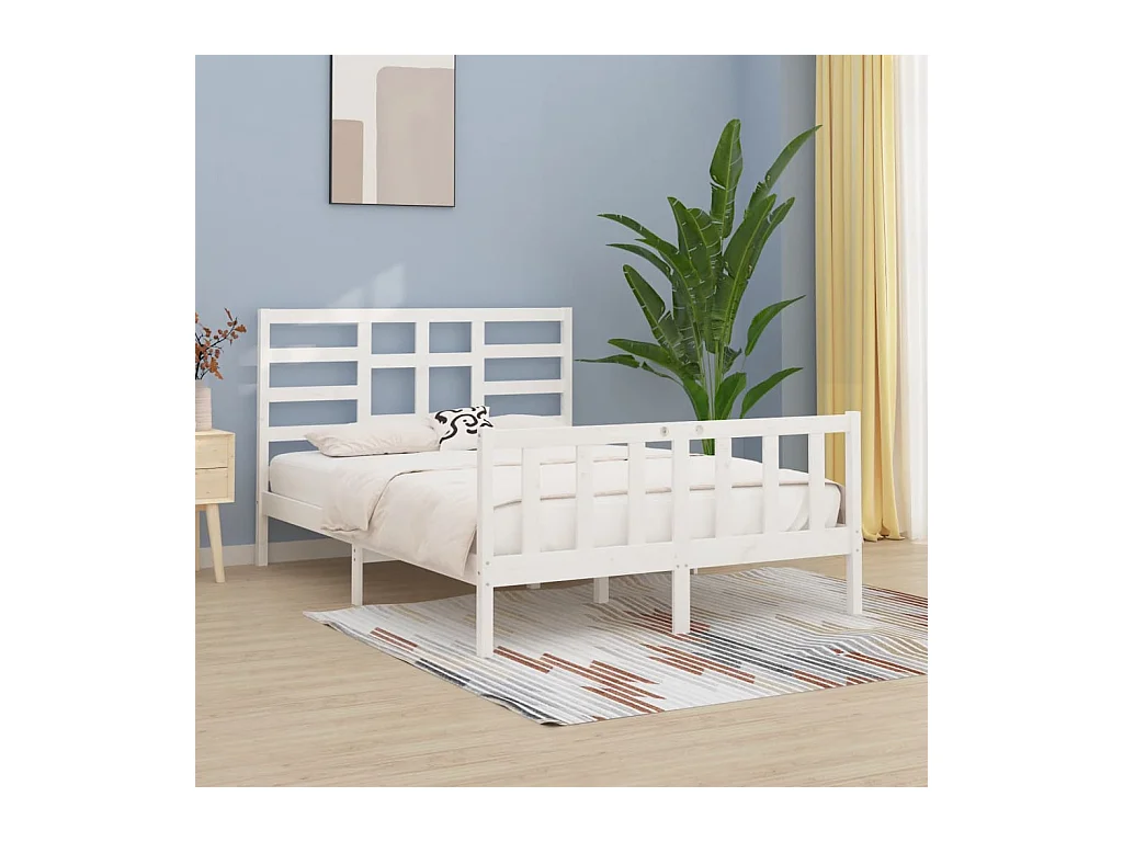 Cama 120x200 cm madera maciza de pino blanco ES34118