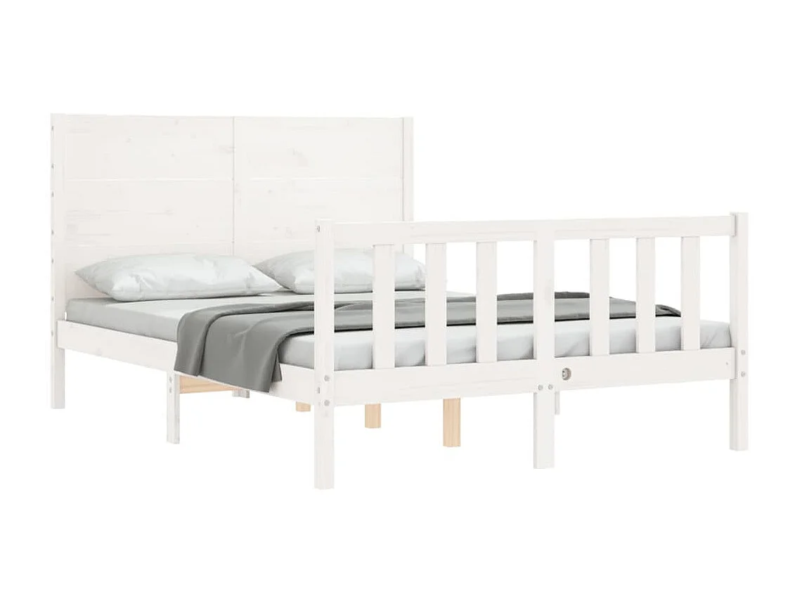 Lit-140x200 cm avec tête de lit blanc bois massif EGGB39990