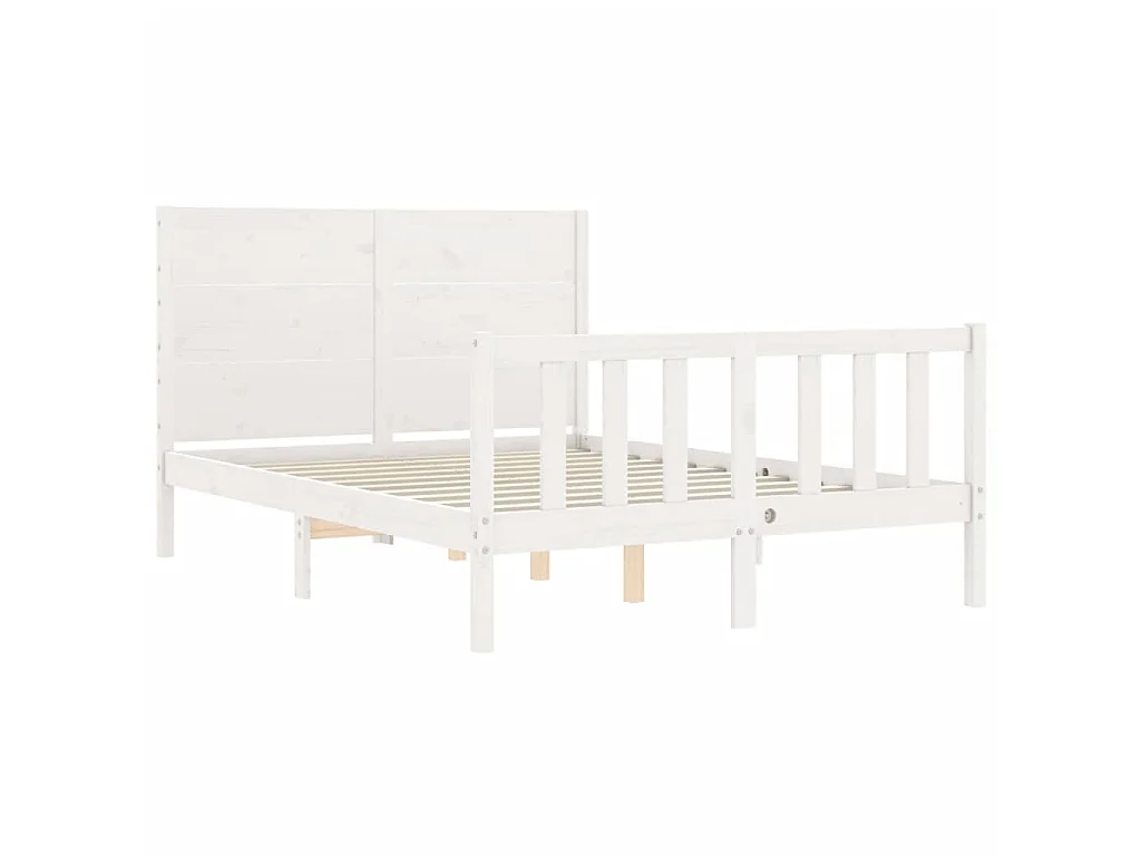 Lit-140x200 cm avec tête de lit blanc bois massif EGGB39990