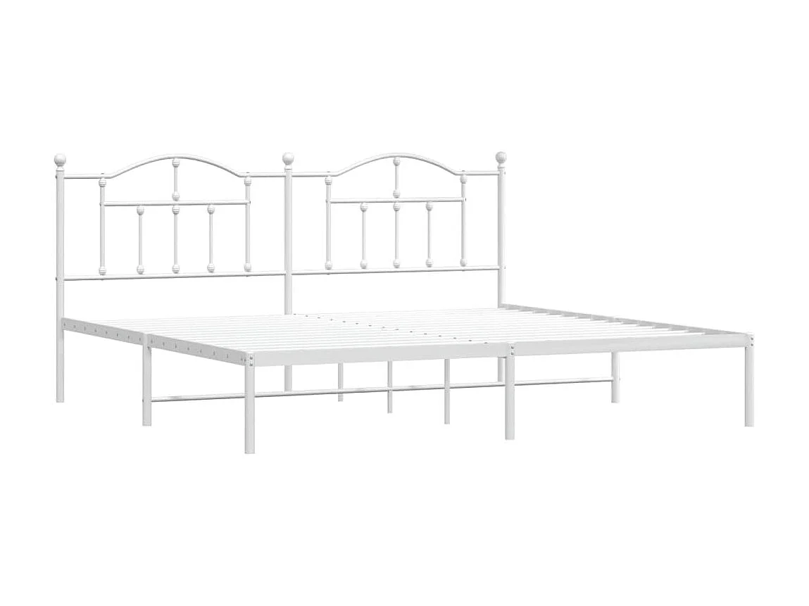 Lit-200x200 cm métal avec tête de lit blanc EGGB65978