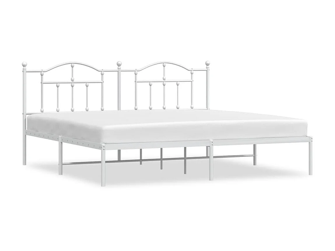 Cama com cabeceira 200x200 cm metal branco PT891621