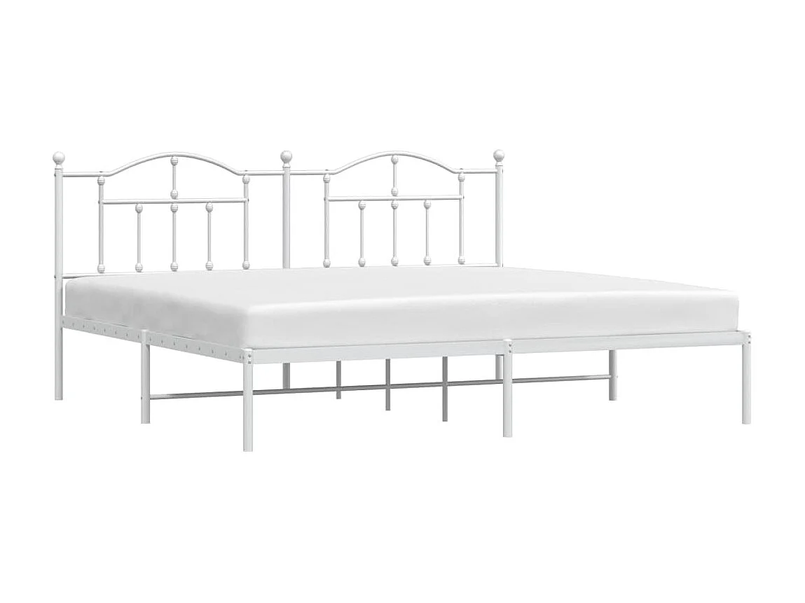 Cama com cabeceira 200x200 cm metal branco PT891621