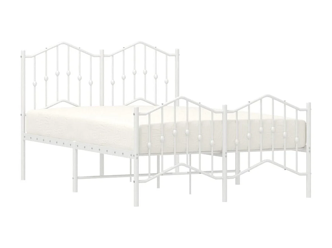 Cama 120x200 cm metal con cabecero y estribo blanco ES17136