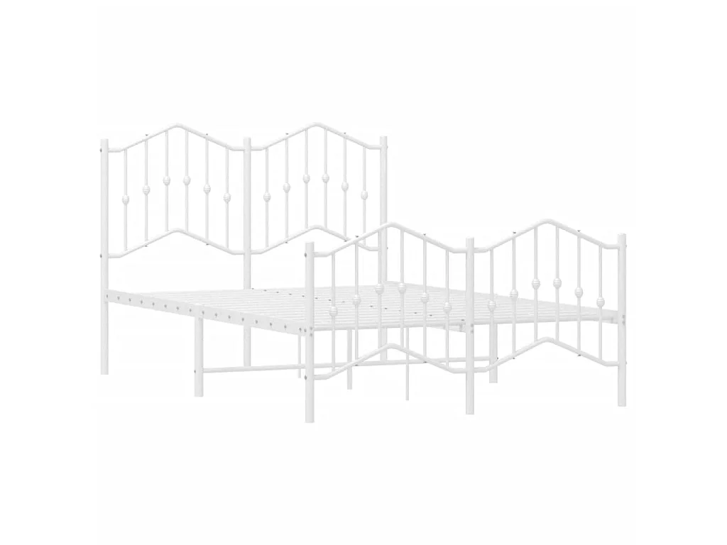 Lit-120x200 cm métal avec tête de lit/pied de lit blanc EGGB15852