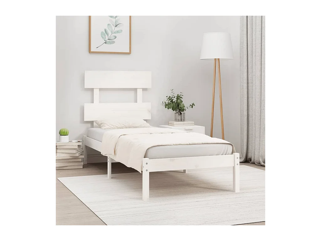 Bedframe massief hout wit 90x190 cm NL61315