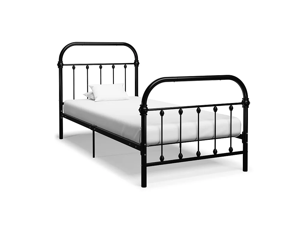 Lit-90x200 cm Noir Métal EGGB21105