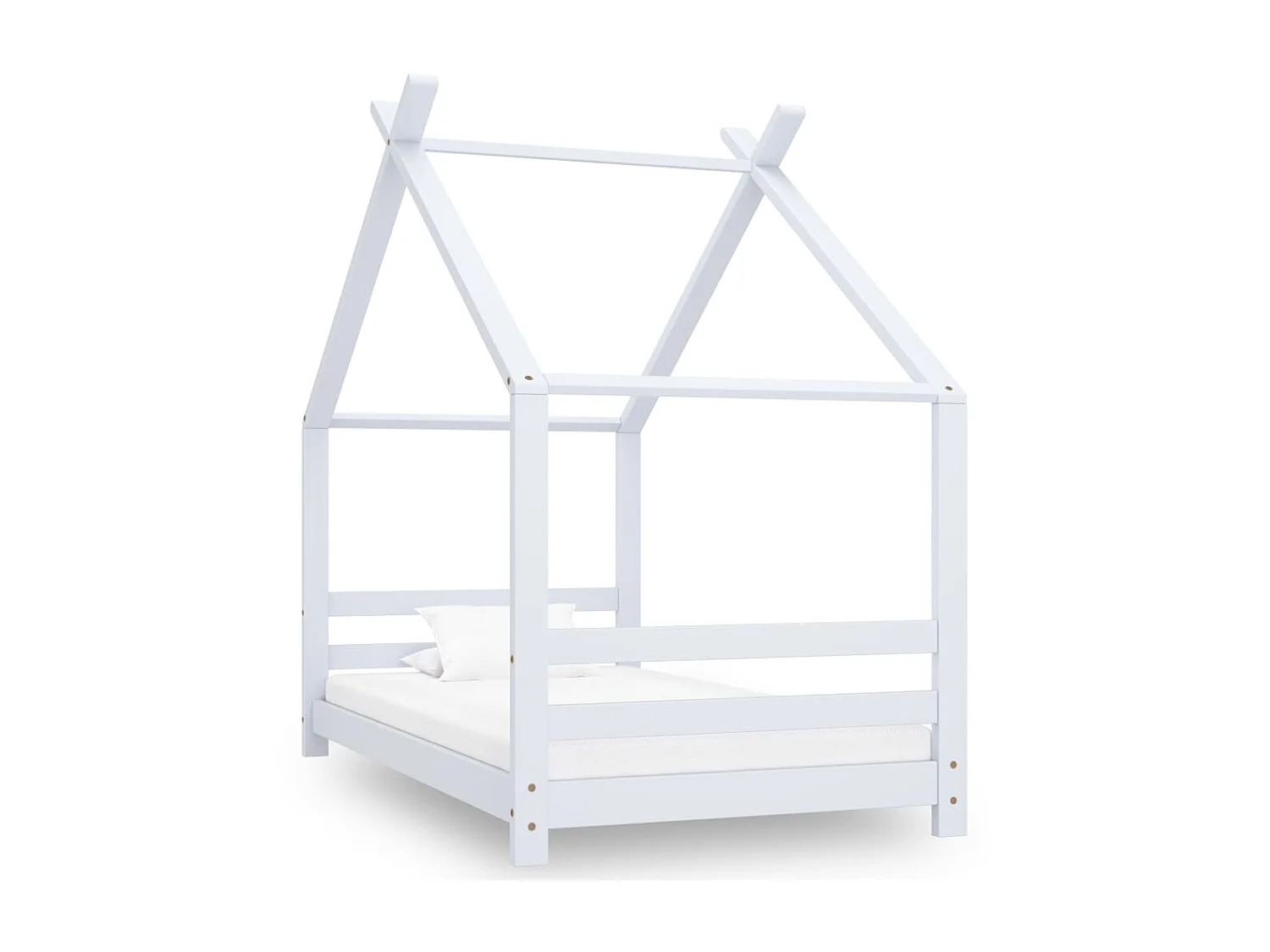 Cama 80x160 cm infantil madera maciza pino blanco ES51188