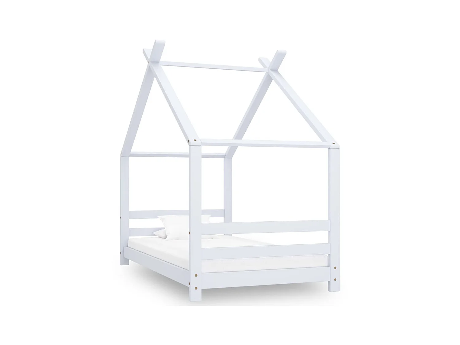 Lit-80x160 cm d'enfant Blanc Bois de pin massif EGGB98698