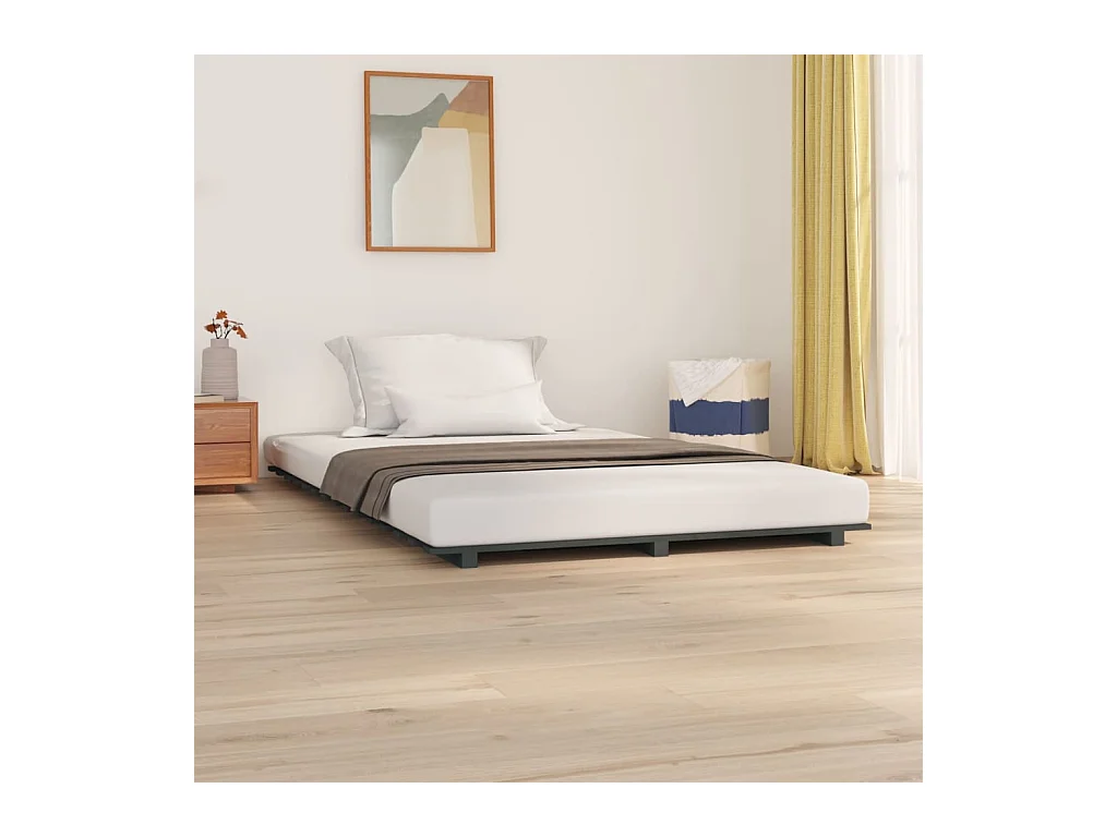 Lit-120x200 cm Gris Bois de pin massif EGGB83579
