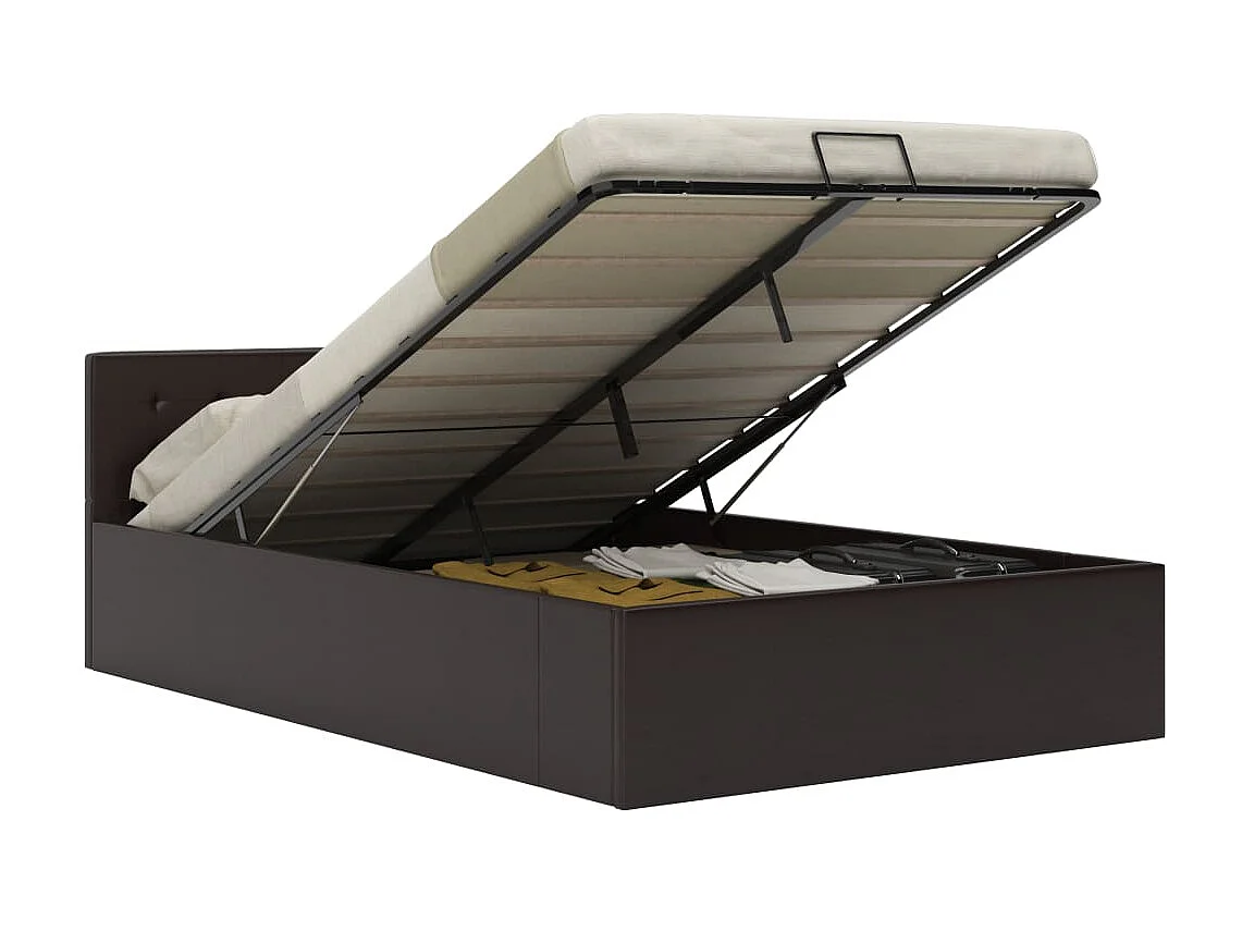 Lit-120x200 cm à rangement hydraulique Gris Similicuir EGGB56430