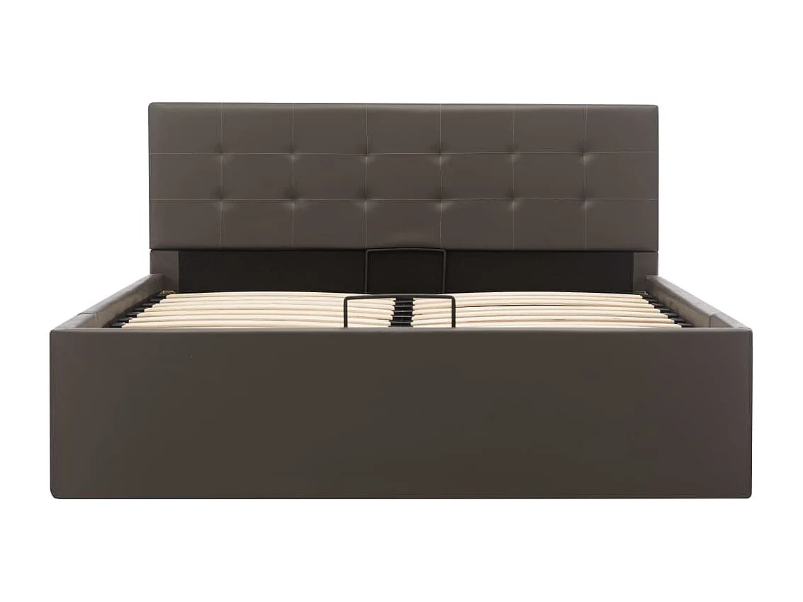 Lit-120x200 cm à rangement hydraulique Gris Similicuir EGGB56430