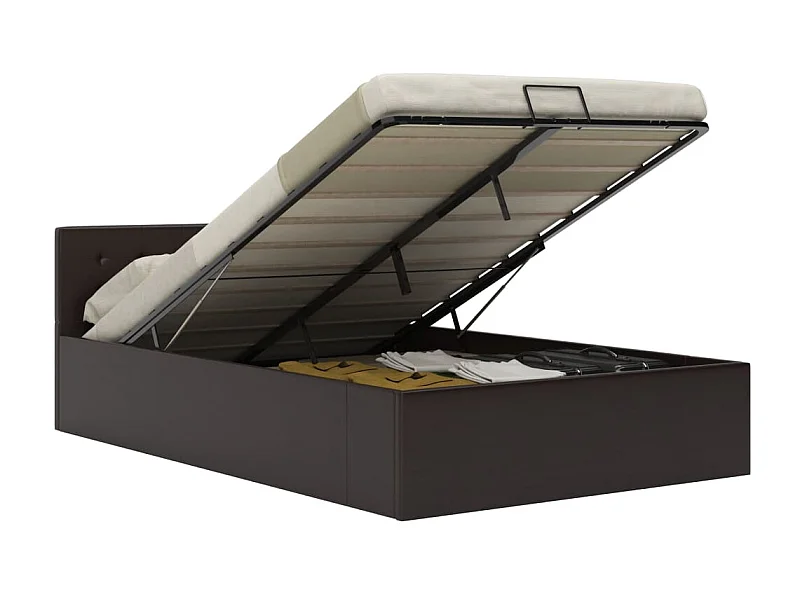 Lit-120x200 cm à rangement hydraulique Gris Similicuir EGGB56430