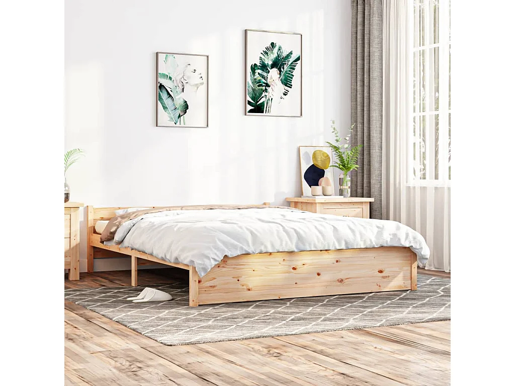 Estructura de cama madera maciza 150x200 cm ES824704