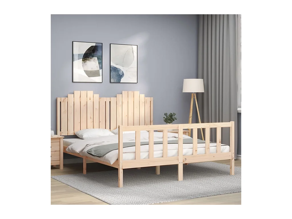 Lit-160x200 cm avec tête de lit bois massif EGGB24349