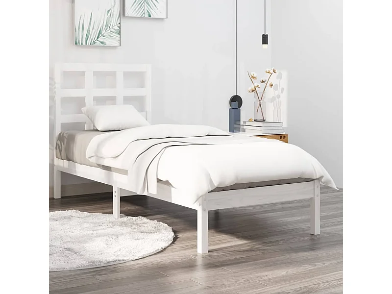 Cama 90x200 cm madeira maciça branco PT641102
