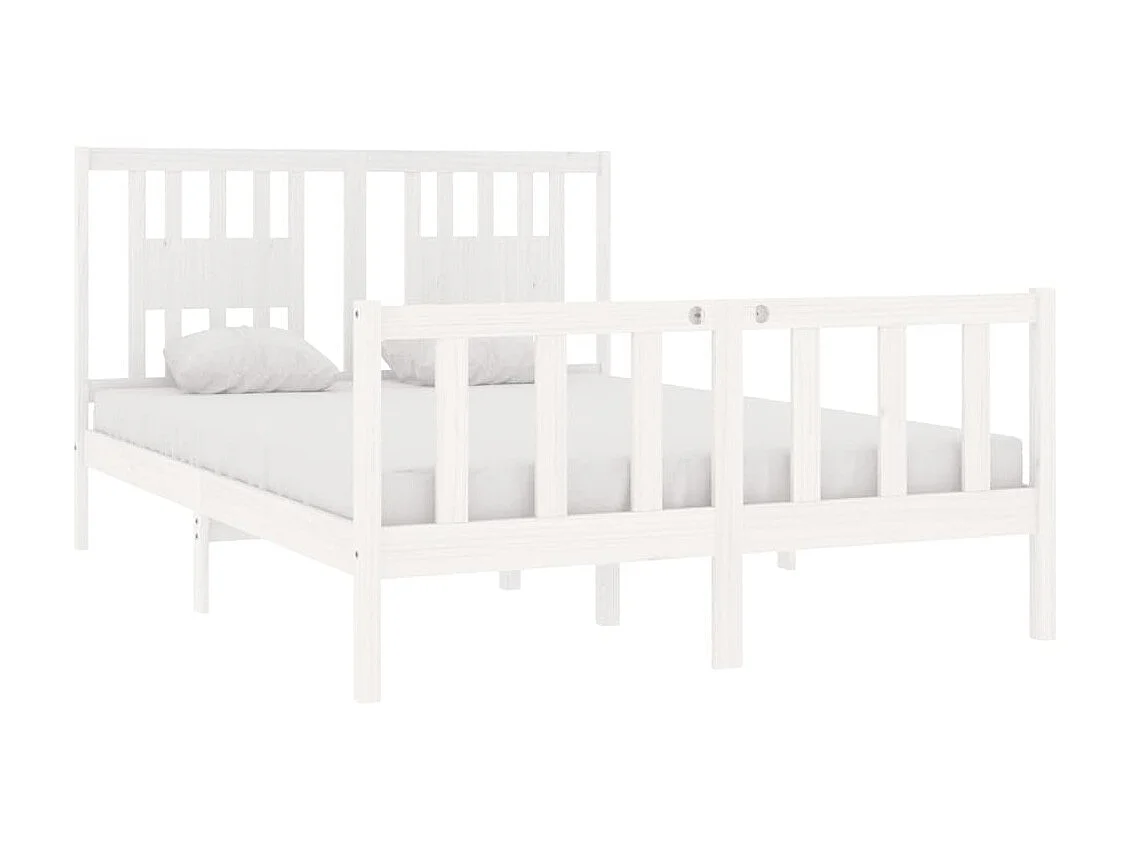 Lit-135x190 cm Blanc Bois massif Double EGGB76463