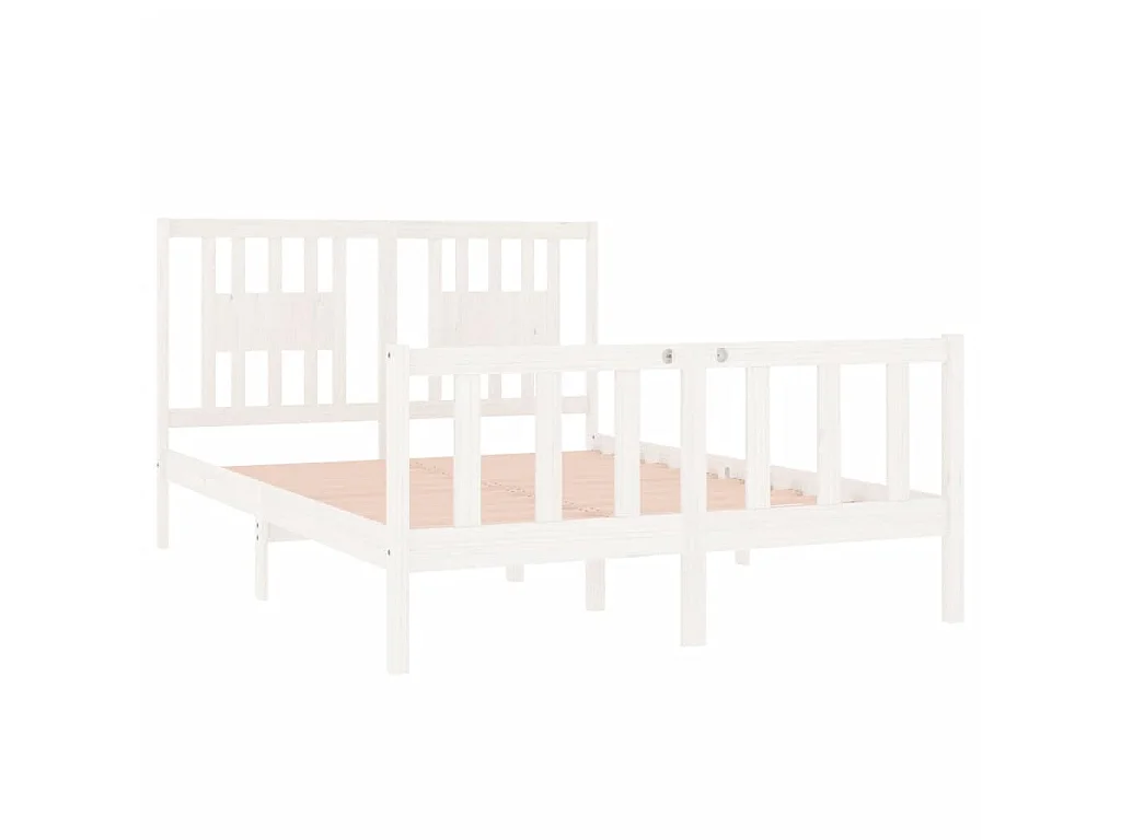 Cama 135x190 cm de madera maciza blanca ES95995