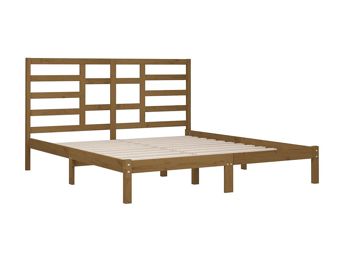 Cama 200x200 cm madeira maciça castanho mel PT208222