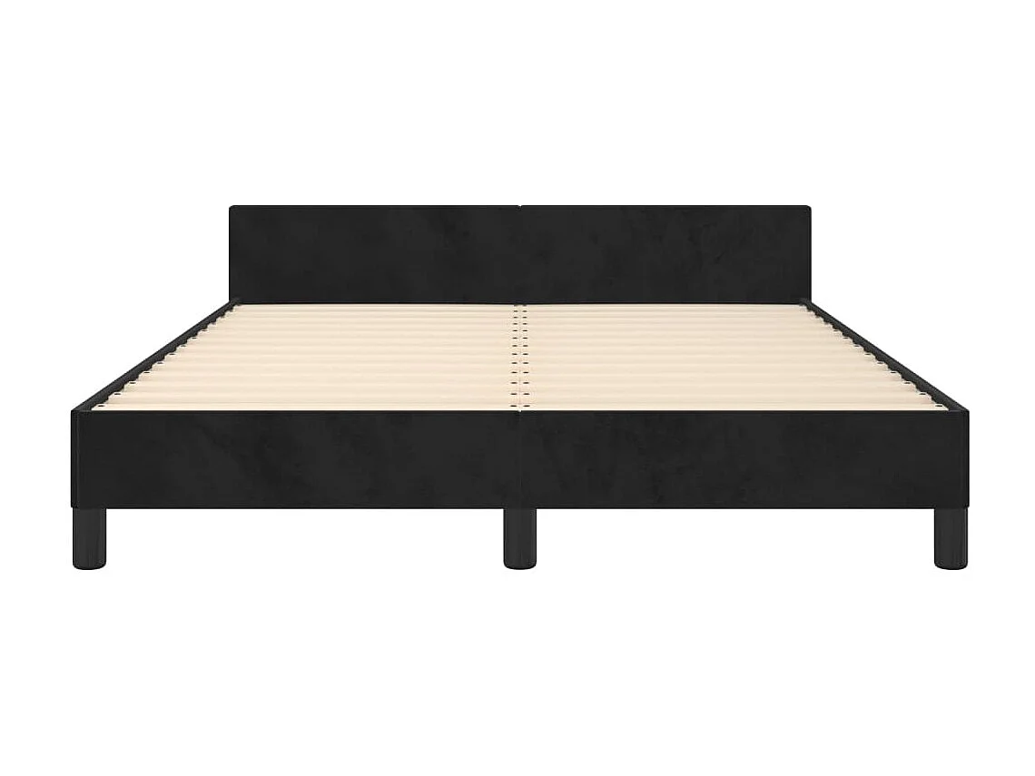Lit-140x200 cm avec tête de lit Noir Velours EGGB75809
