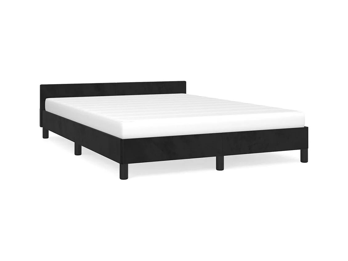 Lit-140x200 cm avec tête de lit Noir Velours EGGB75809
