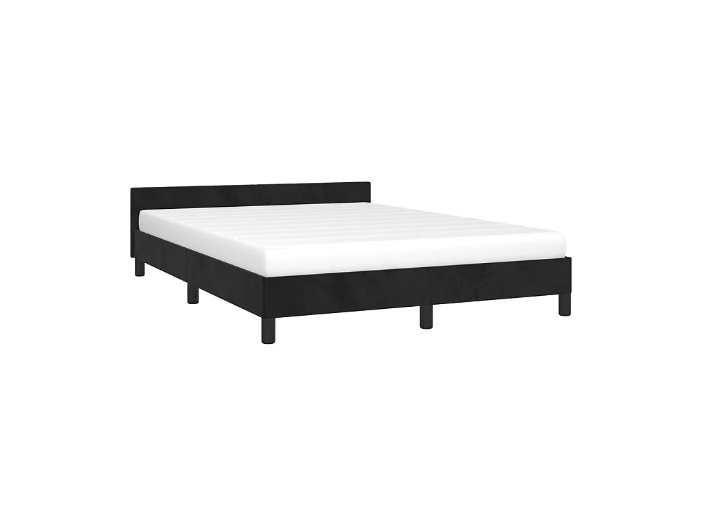 Lit-140x200 cm avec tête de lit Noir Velours EGGB75809