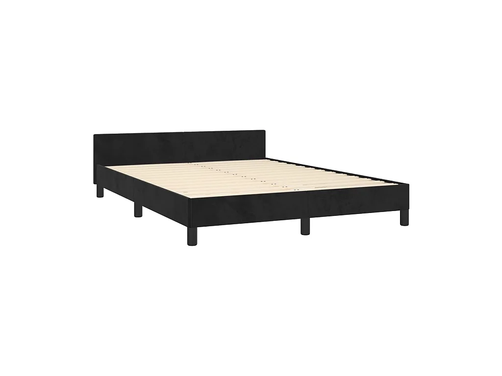 Lit-140x200 cm avec tête de lit Noir Velours EGGB75809