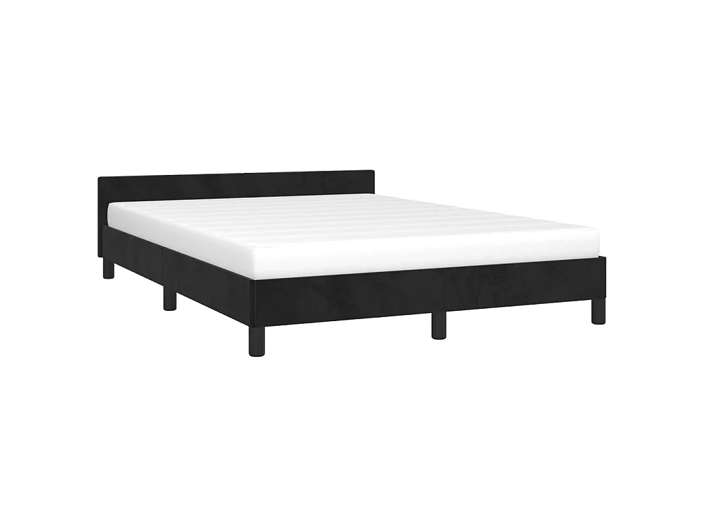 Cama c/ cabeceira 140x200 cm veludo preto PT849331