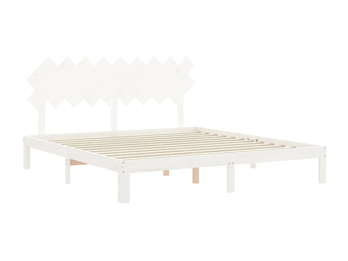 Cama 180x200 cm de matrimonio con cabecero madera maciza blanco ES50567