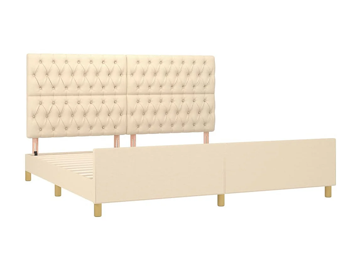 Lit-200x200 cm avec tête de lit Crème Tissu EGGB30383