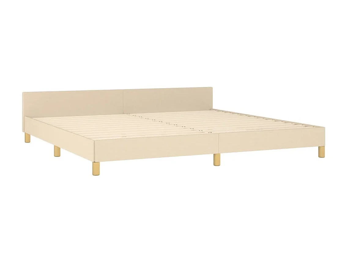 Lit-200x200 cm avec tête de lit Crème Tissu EGGB30383
